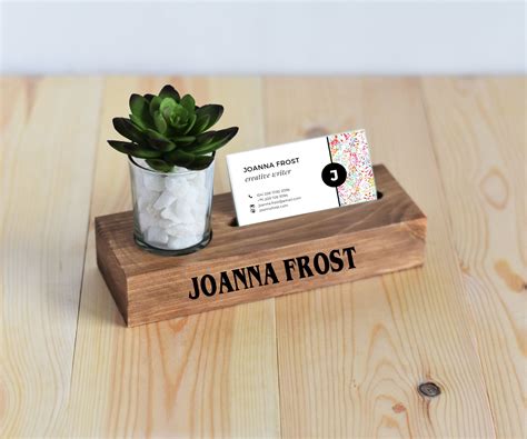 personal business cards holder|personalized desk business card holder.